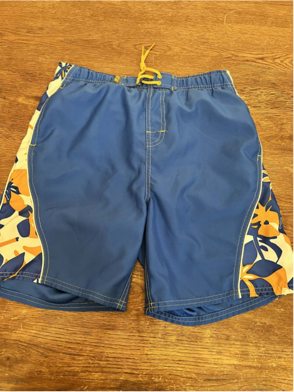 Beach Rays Men’s Swim Trunks Size L Blue Orange Tropical Drawstring Shorts